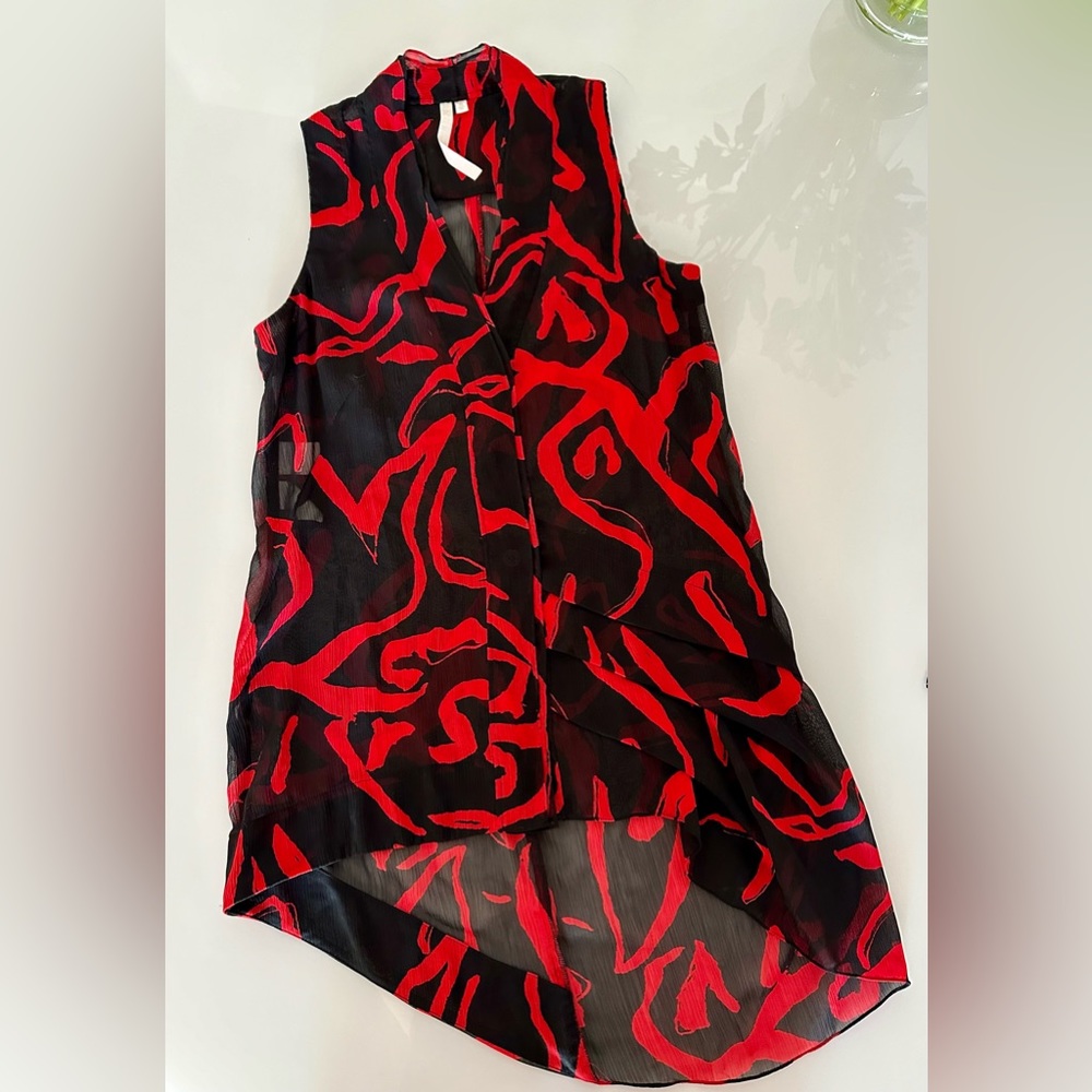 Rachel Roy transluscent red&black blouse. Size XS.